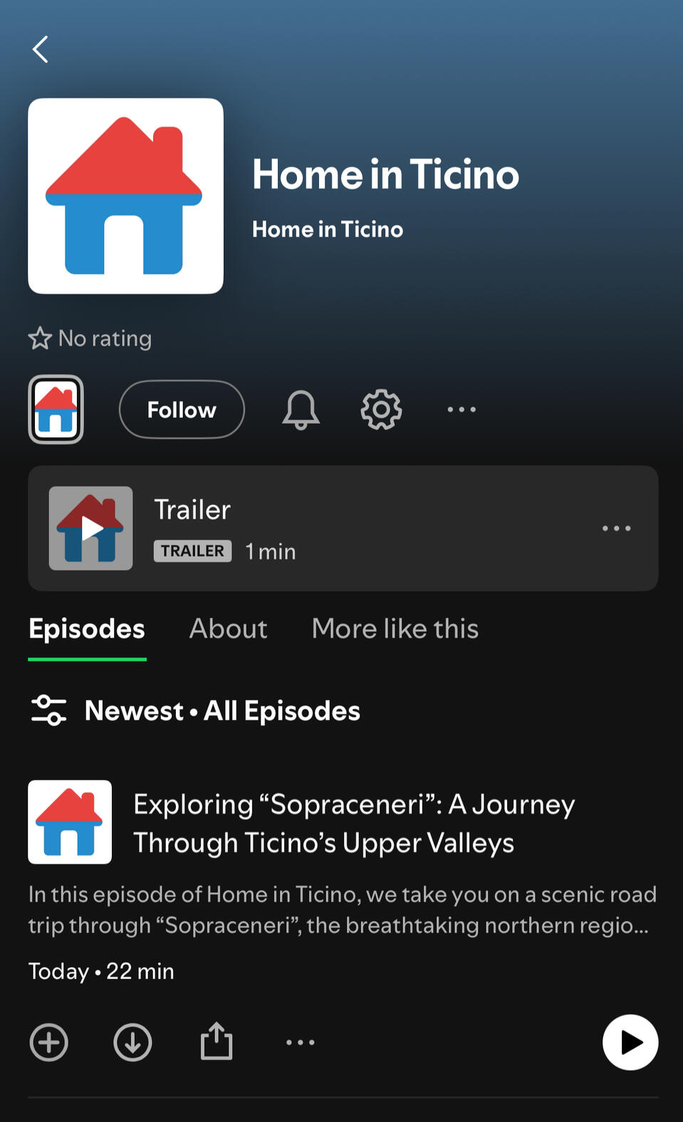 Home in Ticino Screenshot Screenshot di Home in Ticino da Spotify